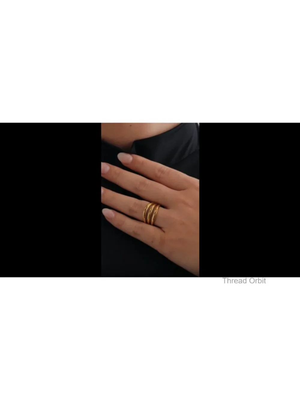 14K Gold Plated Chunky Curved Triple Stackable Ring - Stainless Steel